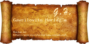 Gavrilovits Harlám névjegykártya